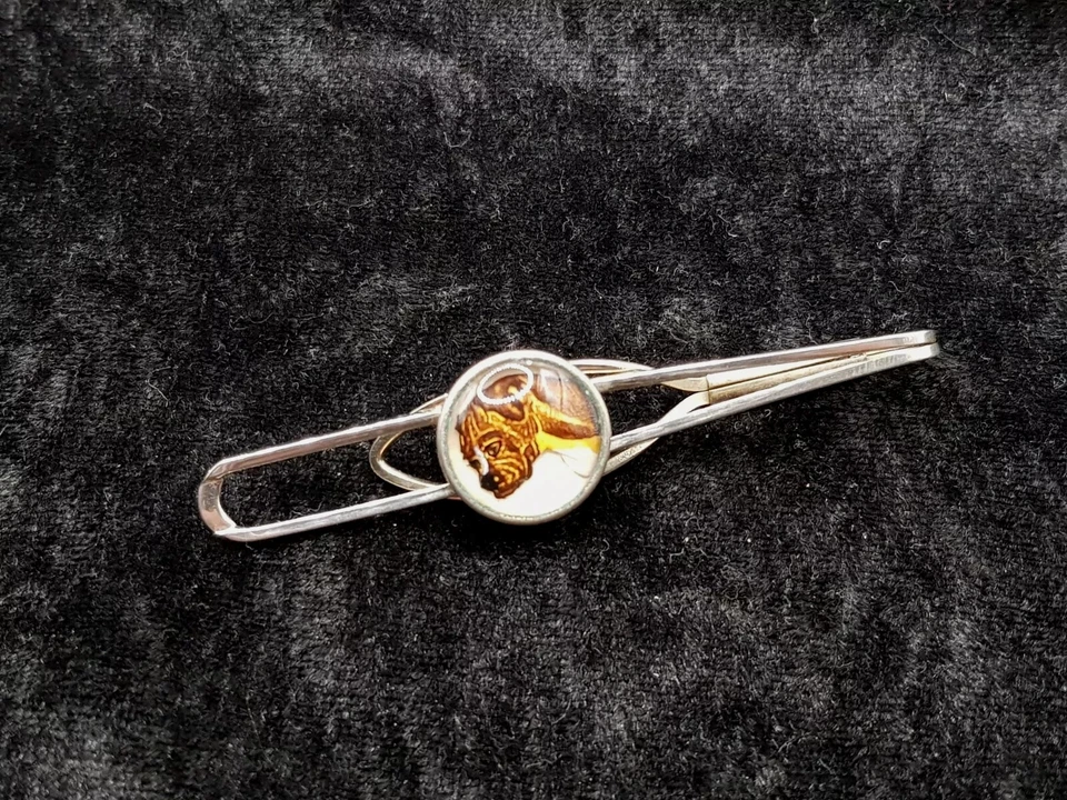 Old English Stratton Silver Plated Crystal Dog Tie Bar Clip - Great Vintage Piec - Image 3 of 4