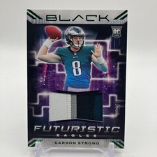 2022 Panini Black Carson Strong RC Futuristic 4 ColorPatch Emerald #03/25 Eagles