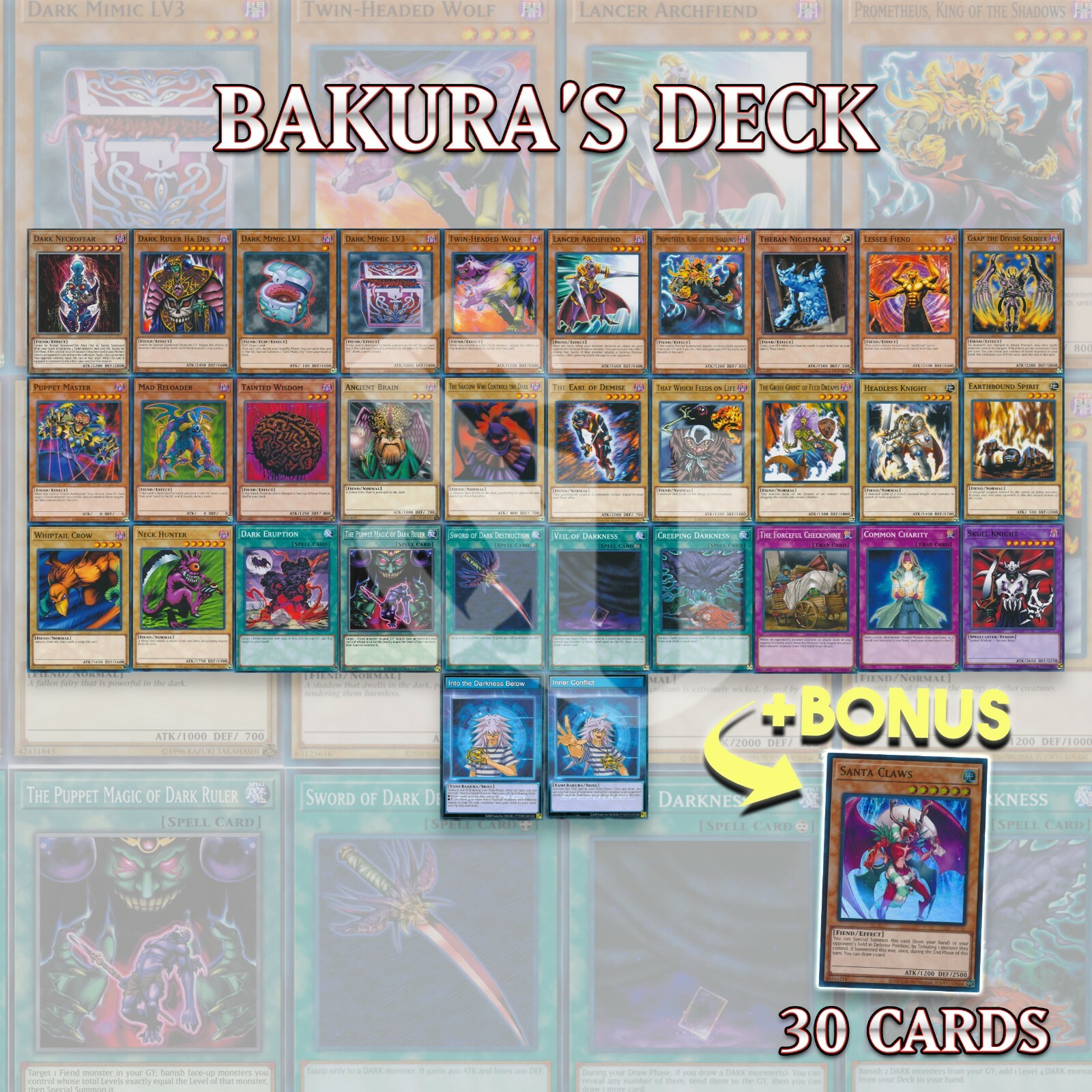 Кастомная колода ККИ BAKURA'S SPEED DUEL DECK 30 Dark Necrofear Ruler Santa...