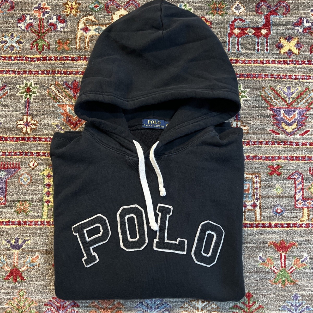 Polo Ralph Lauren RL 67 Men's Black Hoodie Sweatshirt Logo Fits