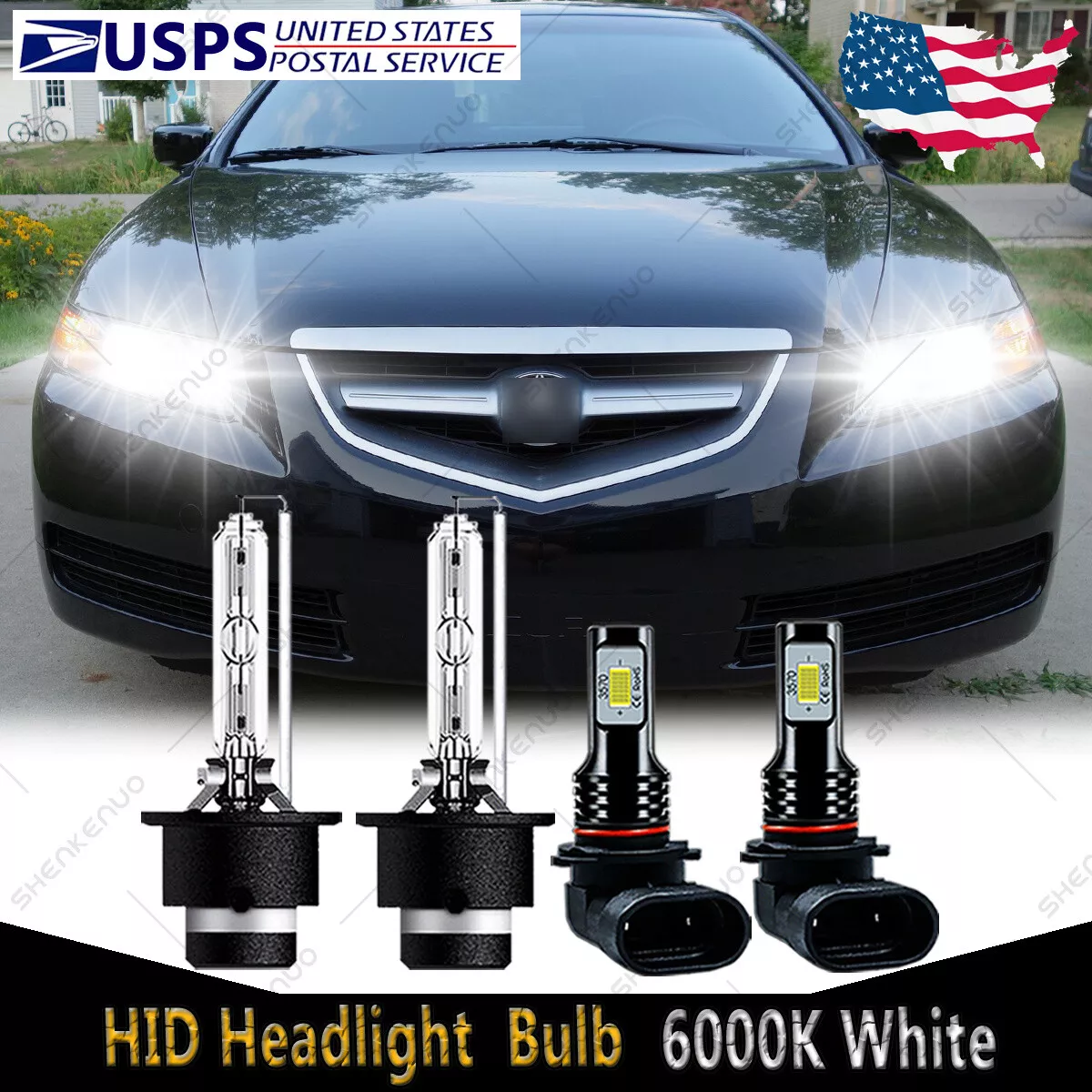 For Acura TL 2004 2005 2006 Front HID Headlights High Low Beam Fog