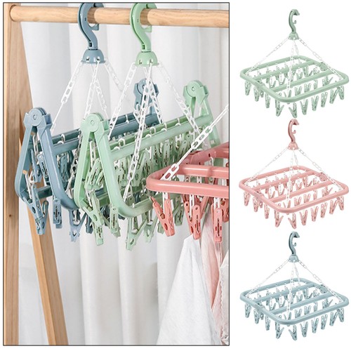 Hanging Hanger 32 Clips Multi Functional Windproof Socks Clip Clothes Hangers