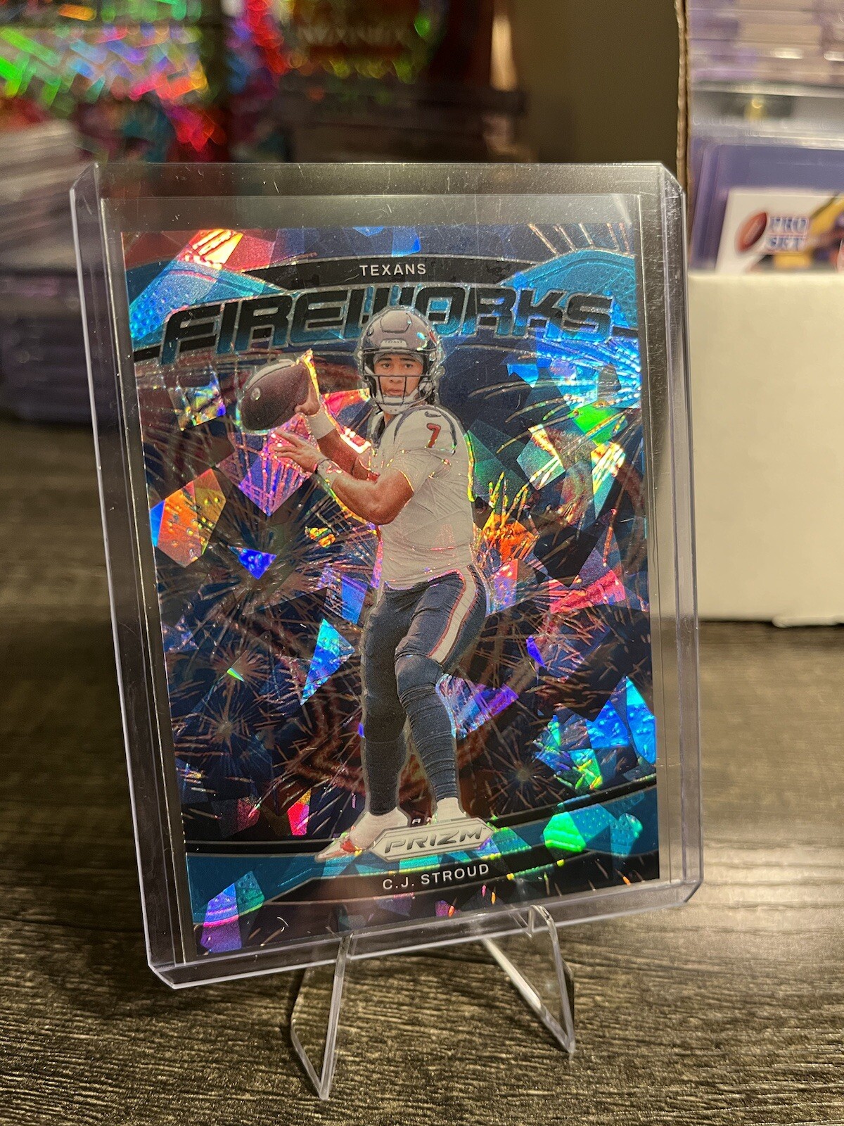 2024 Prizm CJ Stroud Fireworks Blue Cracked Ice /99 Houston Texans