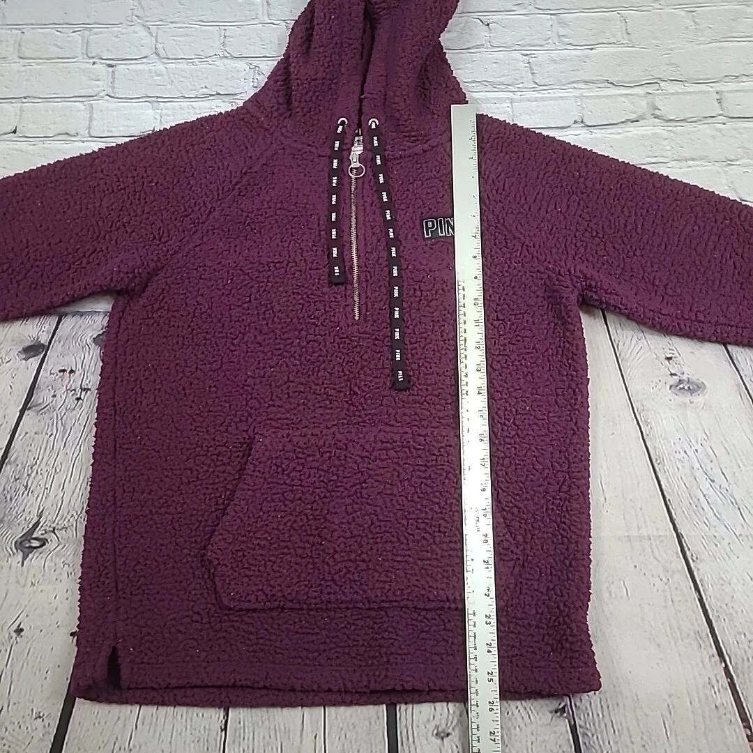 UNDERCOVER Victoria’s Secret ROSA Fuzzy Sherpa Pullover Donna Grande 1 4 Zip Viola