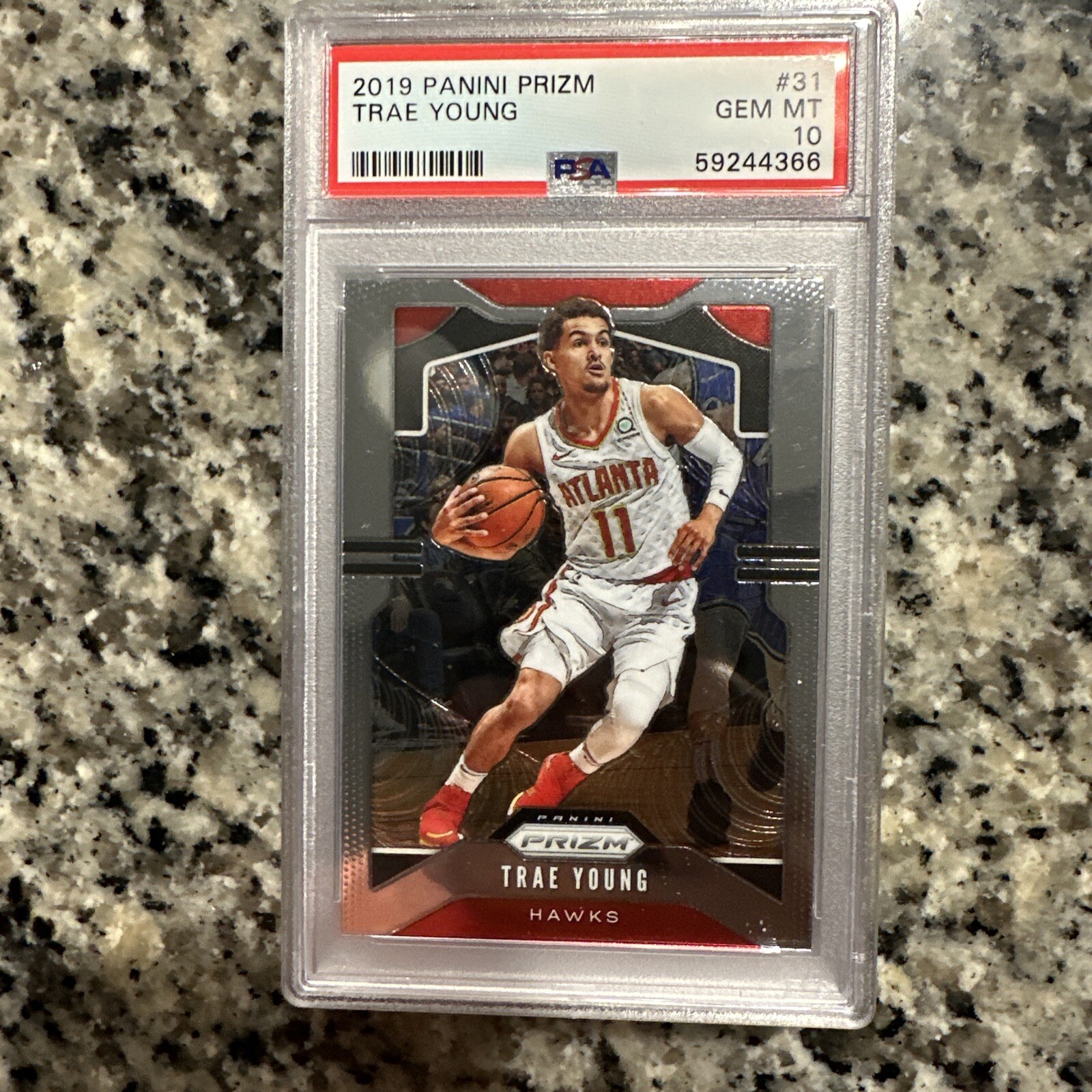 TRAE YOUNG 2019 PANINI PRIZM #31 PSA 10 2ND YEAR ATLANTA HAWKS “ Fast Service”