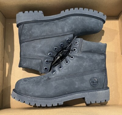 Boys Size 4Y Timberland Premium Waterproof 6'' Dark Blue Nubuck Boots NEW