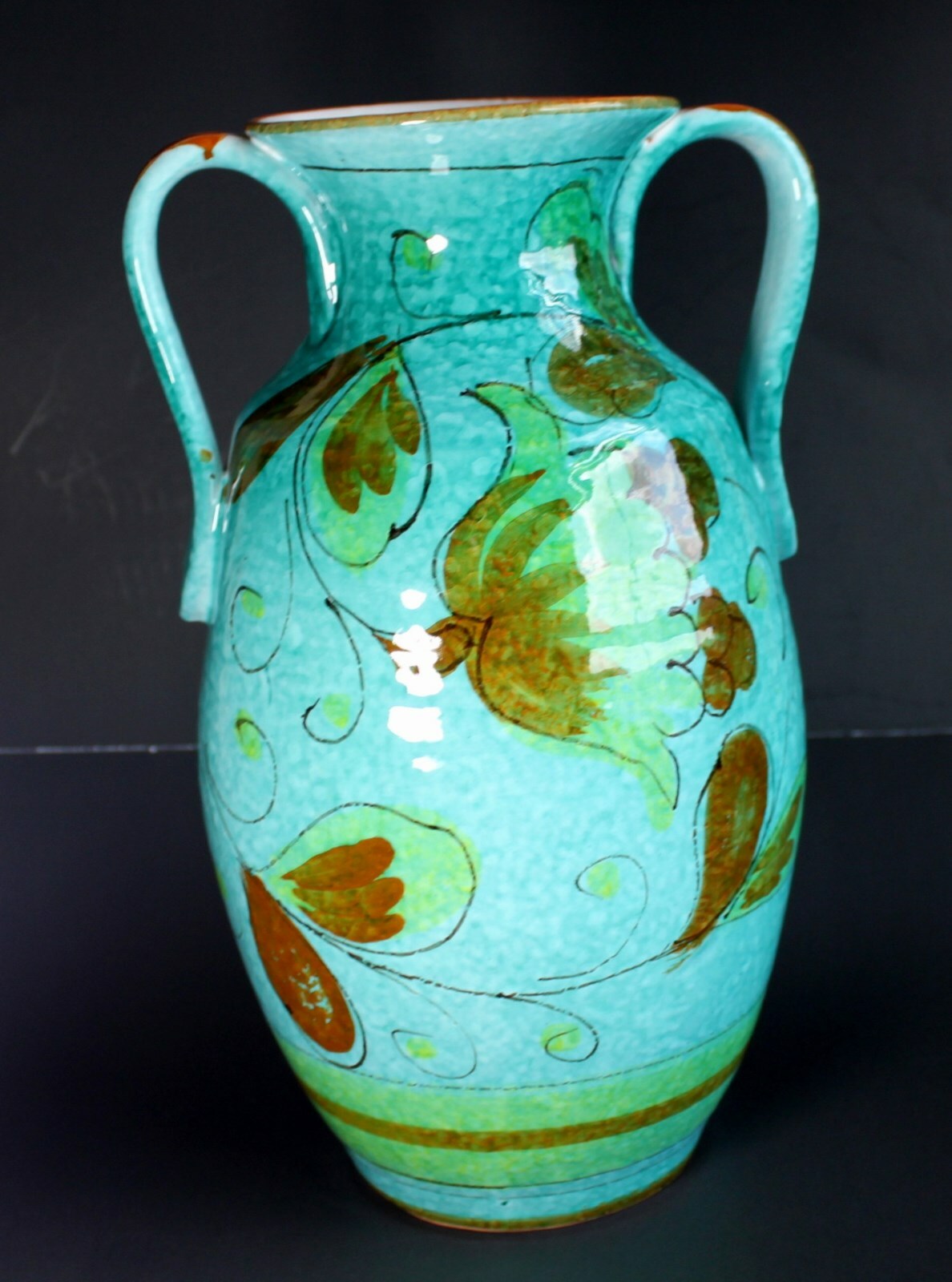 Vintage Italian ceramic Double Handled Vase Handmade 12 inch Tall eBay