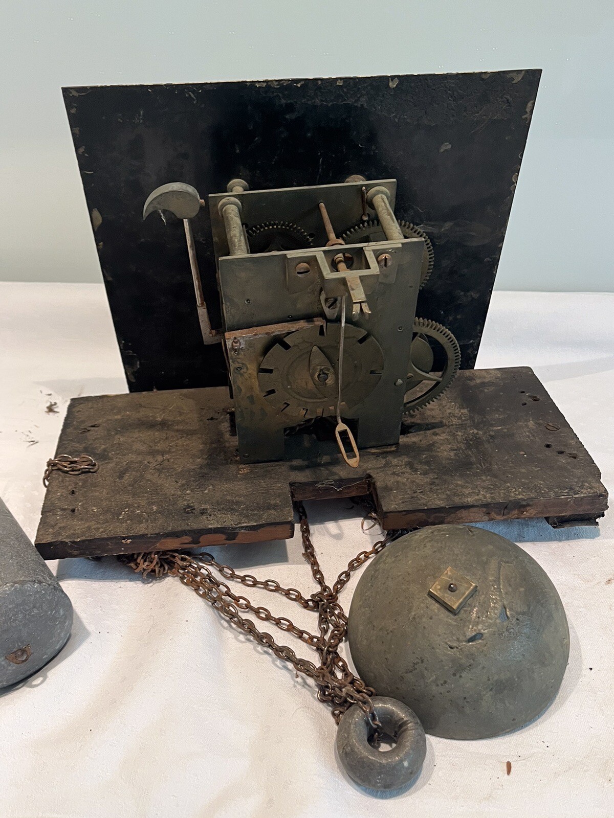 antique Longcase clock Face , Mechanism, Weights , Bell For Restoration