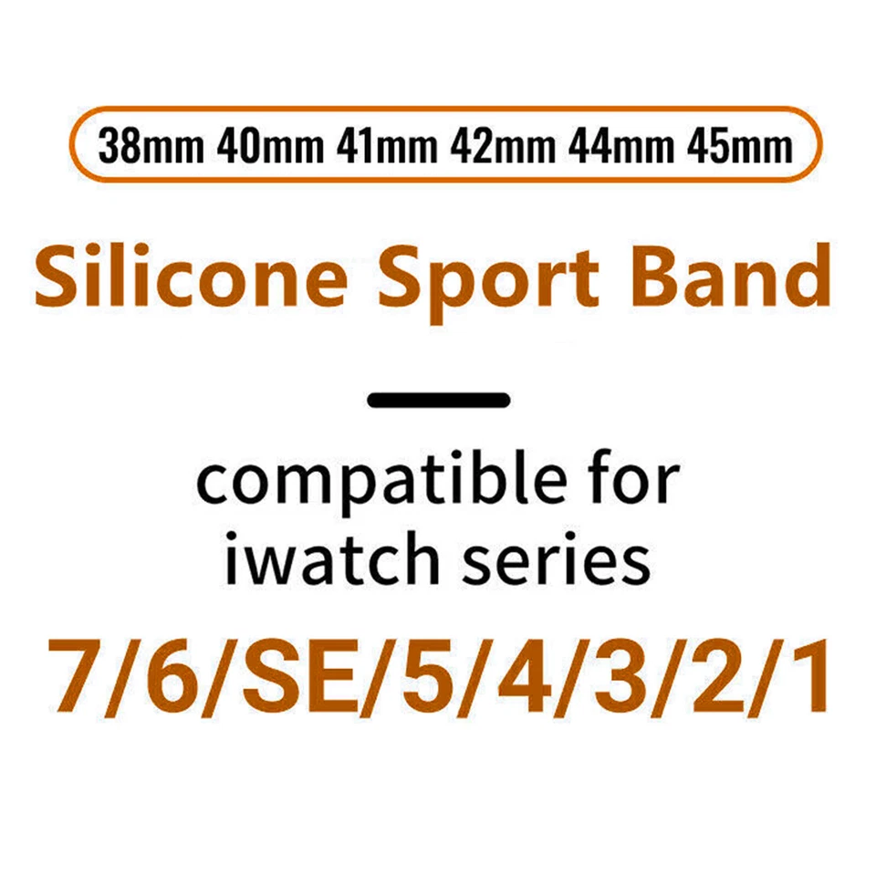 Силиконовый ремешок для часов серии 1 2 3 4 5 6 7 8 9 Sport 38/40/41/42/4 - Изображение 2 из 3