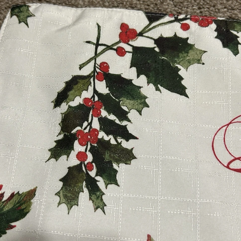 Essential Home Christmas Cloth Placemats Table Set Of 5 Poinsettias Joy Love - Image 4 of 4