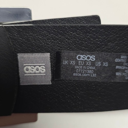 ASOS Catena e Anello Dettaglio Vita Fianchi Cintura Nera Pelle Vegan Donna XS - Foto 7 di 8
