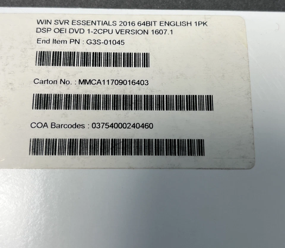 Microsoft Windows Server 2016 Essentials, SKU G3S-01045 - See Photos - Image 2 of 4