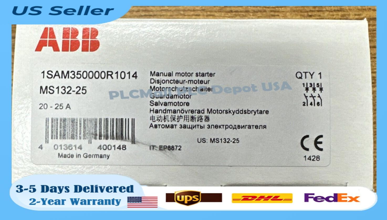 ABB MS132-25 1SAM350000R1014 MANUAL MOTOR STARTER 20-25A **NEW IN BOX**