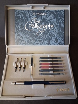Vintage (1992) Parker Pen Vector Black Calligraphy Pen Set