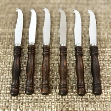 Vintage Fiesta Cheese Knives Set Of 6 MCM Wooden Handles Flatware