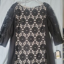 Nine West Womens Dress 3/4 Sleeve Black Gray Size 14 NWT