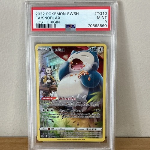 Pokémon Snorlax TG10/TG30 Swsh11 Lost Origin Trainer Gallery Full Art Holo PSA 9