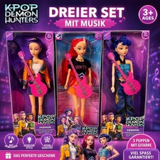 kpop demon hunters Style Puppen 3er Set Mit Musik Und Pink Gitarre