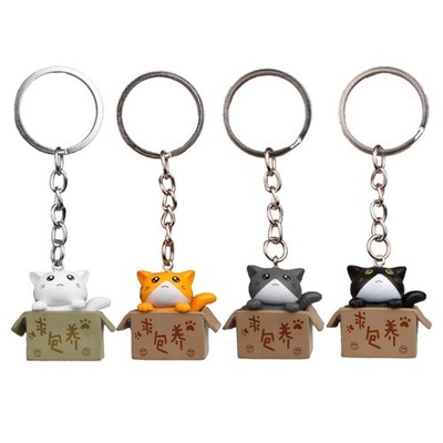 Cute Carton Cat Keychain Couple Car Keyring Mini Animal Keyring Pendant
