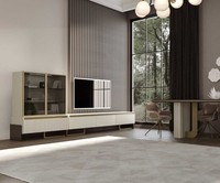 Modernes Wohnzimmer-Set: Tv-Einheit Und Vitrine Mit Goldenen Akzenten