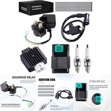 Ignition Coil CDI Box Solenoid Relay Voltage Regulator Spark Plug Kit 50cc 70cc