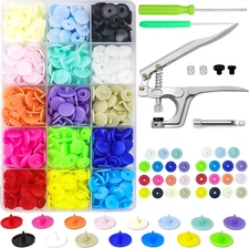 600Pcs T5 Plastic Snaps and Tool Kit with Metal Plier, 15 Colors (0.39")-Snap Fa