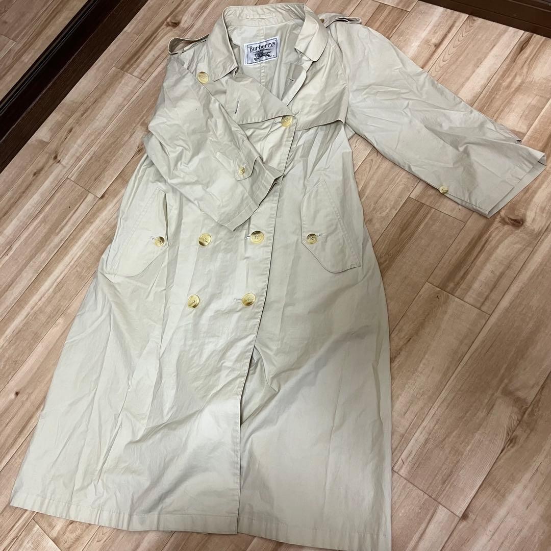 Burberrys Trench Coat Cotton With Buttons Size L For Women thumbnail 14