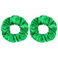 2 PCS Green Satin Scrunchies, Hair Ties, Elastic, Ponytail Holder, Women, Girl