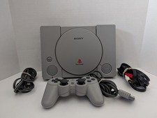 Sony PlayStation One Console Gray Bundle Cables Controller and Game Tested Works