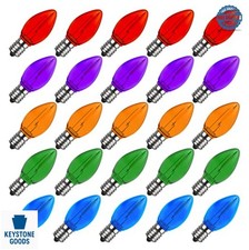 C7 LED Night Light Bulbs 25 Pack E12 Candelabra Base Multi-Color 0.6W