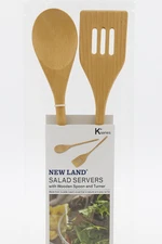 New Land Wooden Spoon & Turner Durable Kitchen Work Cooking Spatula Salad Tosser