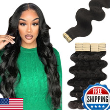 Lashey Body Wave Tape In Human Hair Extensions Natural Black 18 Inch 50g