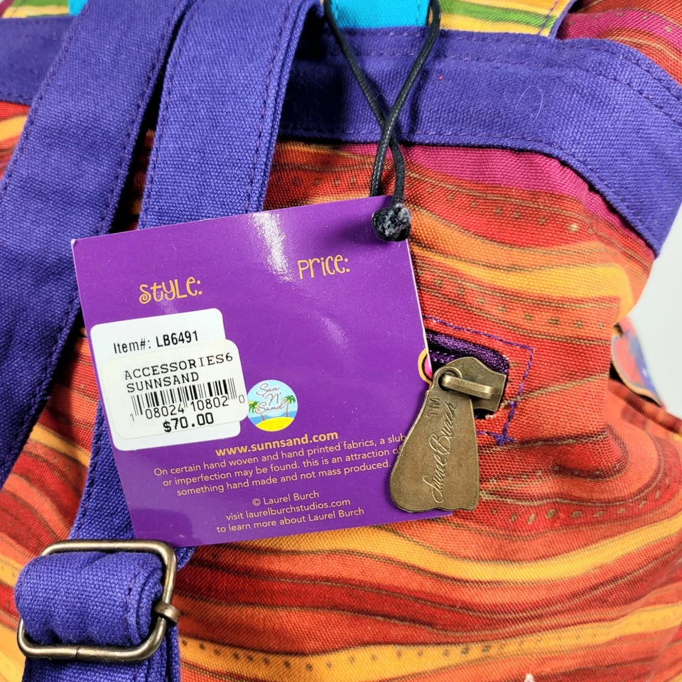 Mochila Bolso de Mano Vintage Años 90 Laurel Burch CORAZONES DE LOS FELINOS Gatos Algodón Kitsch  Foto 4 de 4