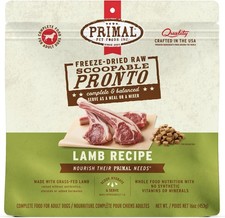 Primal Freeze Dried Dog Food, Pronto Mini Nuggets, Lamb; Scoop Serve, Complete