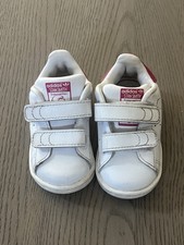 Adidas Stan Smith Baby Toddler White Leather Shoes Sneakers White Size 4 4K GUC