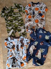 Carters Lot Of Boys Sleepers Size 18 Months Fleece Long Sleeve Pajamas Sleepwear