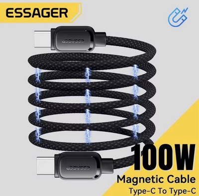 Essager 100W PD Magnetic USB C to Type C Cable Anti Tangle Fast Charging