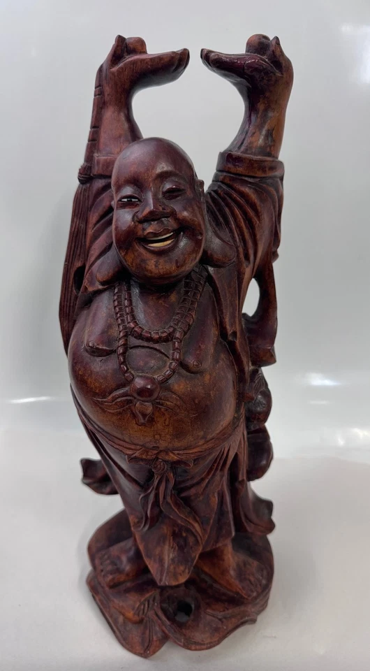 Rosewood Happy Buddha Hand Carved Japanese/ Chinese Vintage - Image 1 of 4