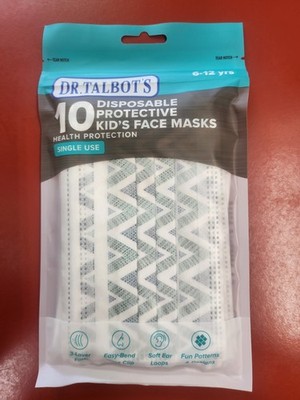 Dr. Talbot's Disposable Kids Face Masks, 10 Pack, unisex Age 6-12