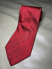 Brooks Brothers Makers 100 Silk Tie Necktie Red W/ Navy Blue Dots BB2