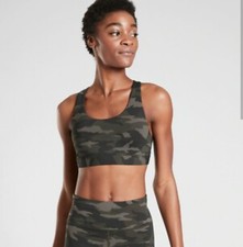 EUC Wore Once ATHLETA Ultimate Textured Sports Bra A-C Green Camo Small New Pads