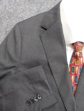 Bonobos Blazer Jacket Men 40 Regular Gray Charcoal Slim Wool Blend Coat 2 Button