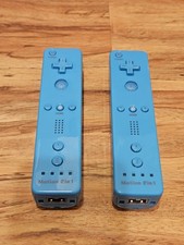 2 PACK OF 3RD PARTY Blue Wii Remote Motion Plus Controllers - Ships Fast