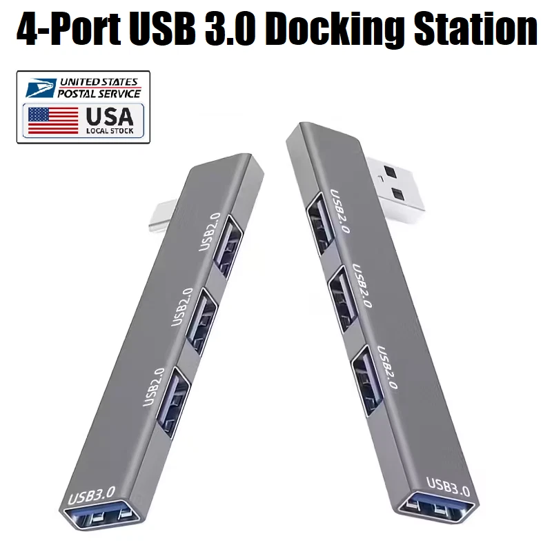 2pcs USB C to USB Hub 4 Ports, Multiport Adapter, USB 3.0 Port Type C Docking US
