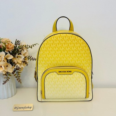 Michael Kors Jaycee Medium Ombré Signature Logo Backpack Daisy Yellow