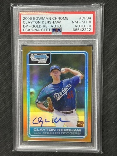 Clayton Kershaw 2006 Bowman Chrome Gold Refractor Auto PSA 8 Auto 10 #DP84 17/50