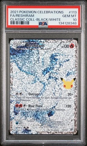 2021 POKEMON CELEBRATIONS CLASSIC COLL #113 FULL ART/RESHIRAM PSA 10