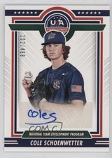 2022 USA Baseball Stars & Stripes Blue Ink 102/499 Cole Schoenwetter Auto 0hj7