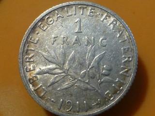 1 FRANC SEMEUSE (ARGENT) 1911 RARE & BELLE QUALITE TTB !