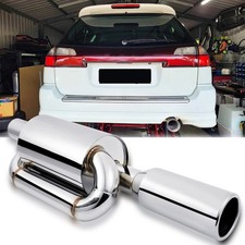 Twin Loop Exhaust Muffler 2.5 Inlet 4.0 Tip Chrome For Subaru Legacy Outback Twin Loop Exhaust Muffler 2.5 Inlet 4.0 Tip Chrome For Subaru Legacy Outback